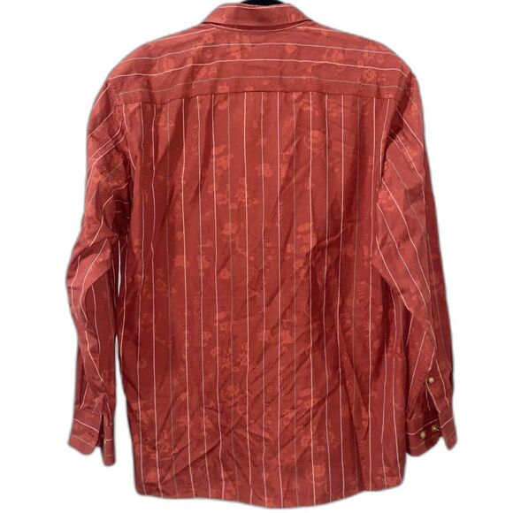 Tommy Bahama Button Down Shirt Long Sleeve Silk Cotton Paisley Rust Mens Large - Picture 3 of 6
